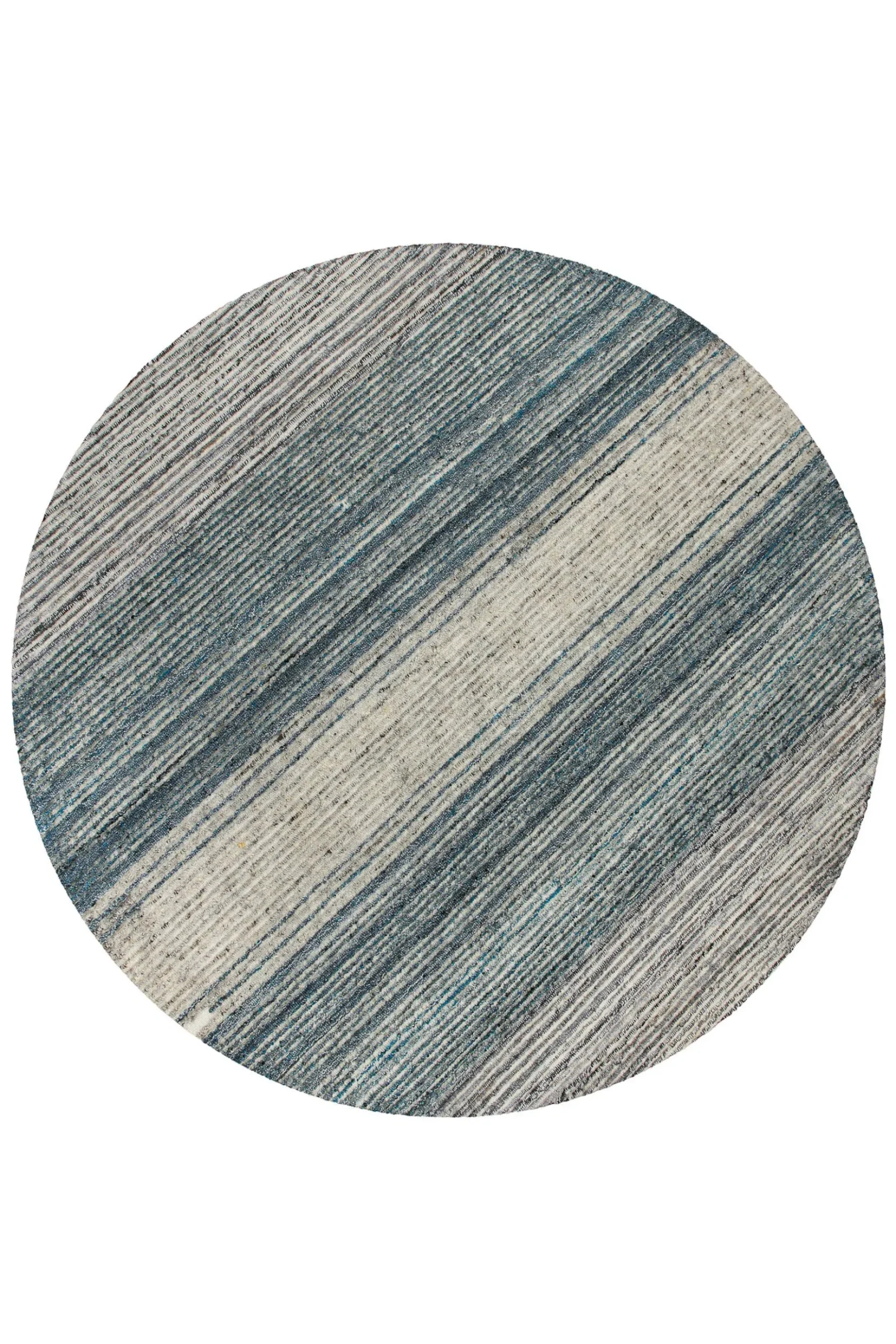 Kurzflor Teppich Rund Grau Blau meliert "Hamptons TWENTYFOUR" WECONhome