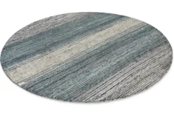 Kurzflor Teppich Rund Grau Blau meliert
