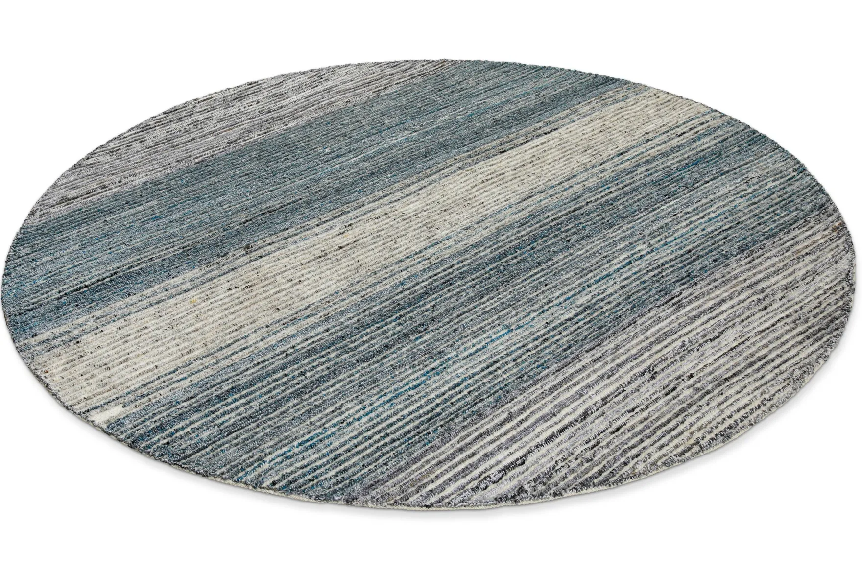 Kurzflor Teppich Rund Grau Blau meliert "Hamptons TWENTYFOUR" WECONhome