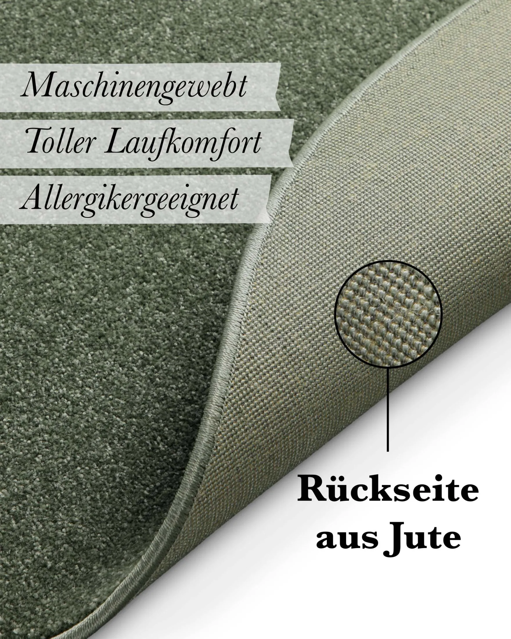 Kurzflorteppich Rund Laub Grün "Freja" WECONhome Basics