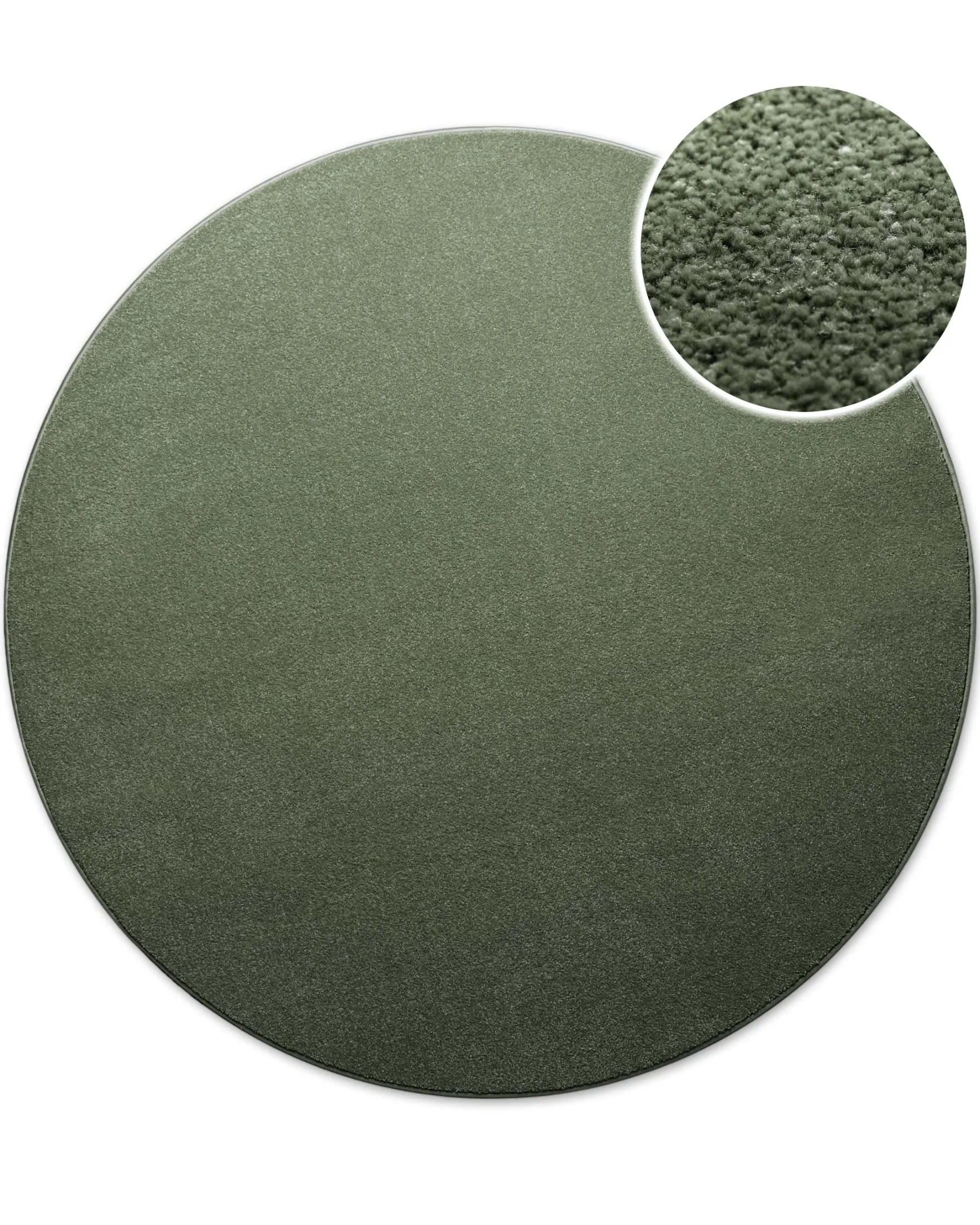 Kurzflorteppich Rund Laub Grün "Freja" WECONhome Basics