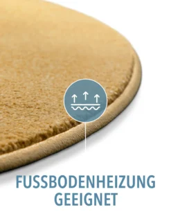 Kurzflorteppich Rund Ocker Gelb 