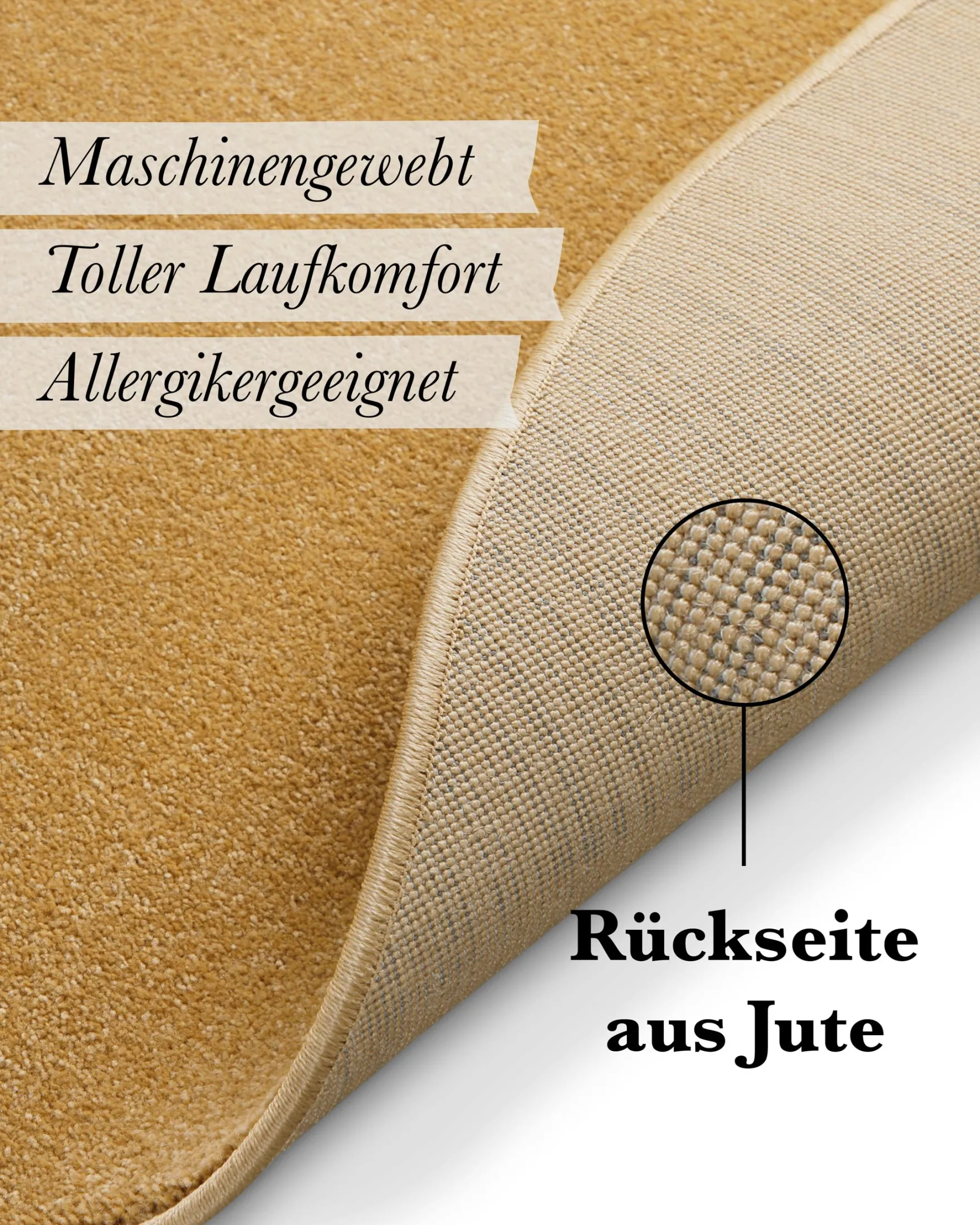 Kurzflorteppich Rund Ocker Gelb "Freja" WECONhome Basics