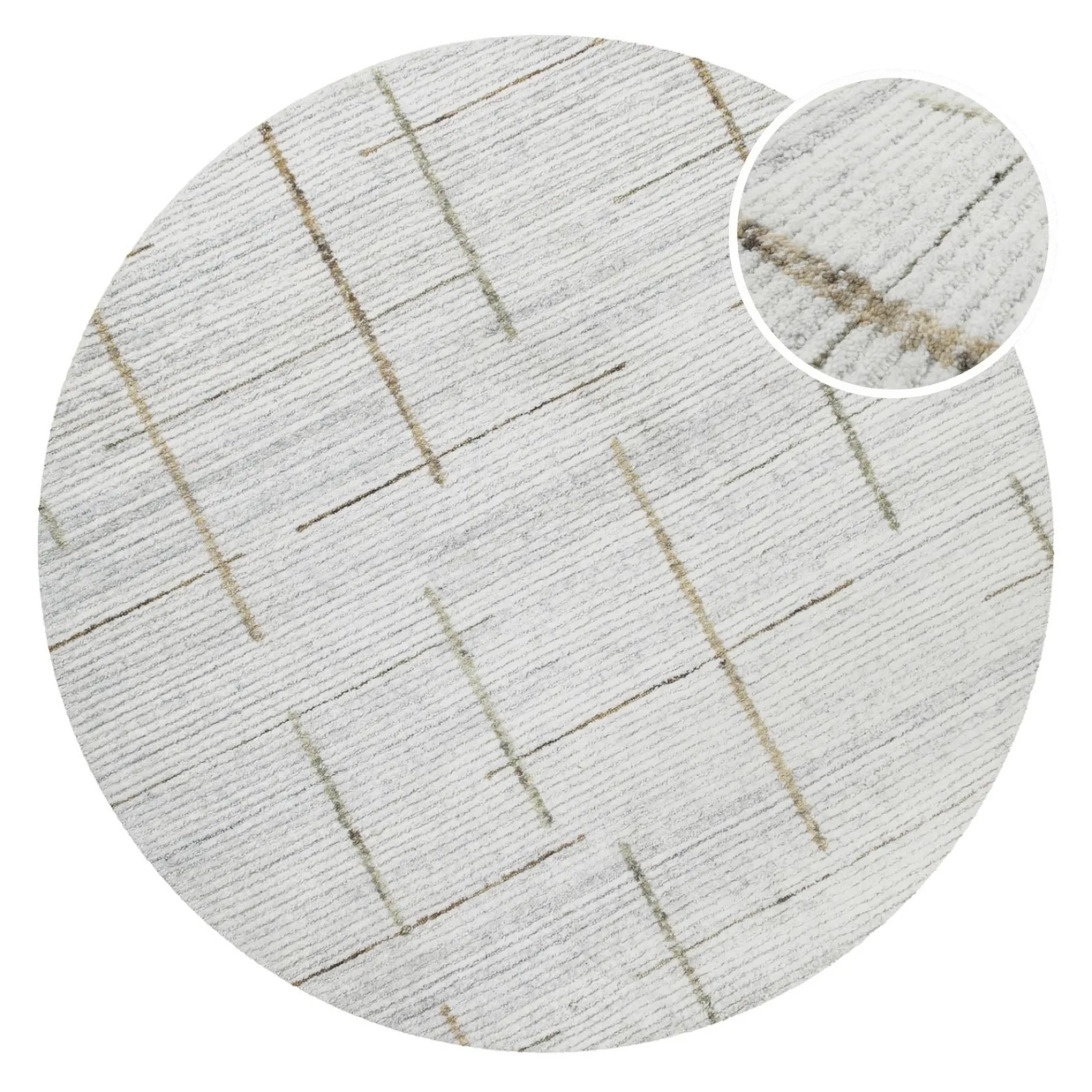 Kurzflor Teppich Rund Perl Weiß "Hamptons TWENTYTWO" WECONhome