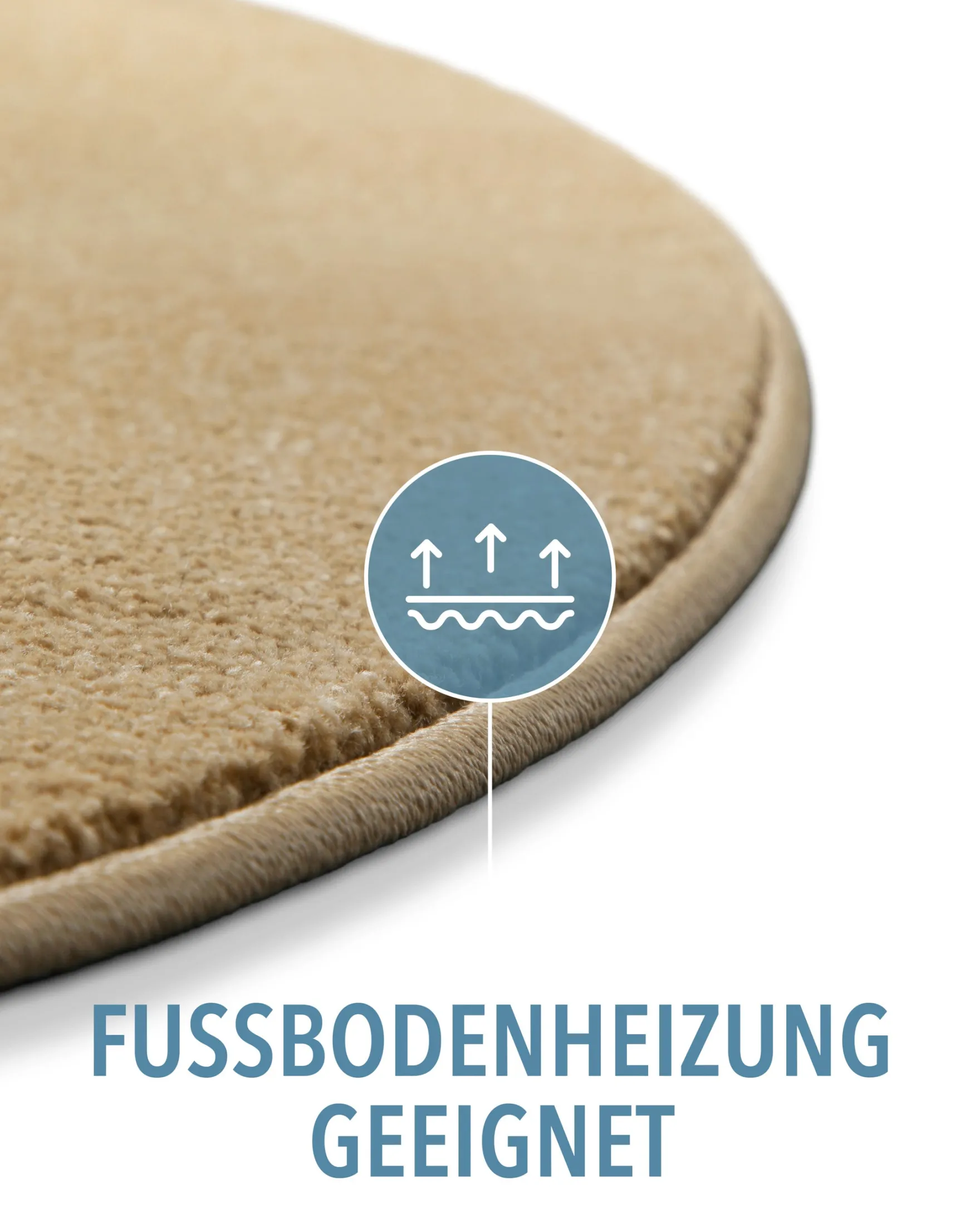 Kurzflorteppich Rund Sand Beige "Montepulciano" Homie Living