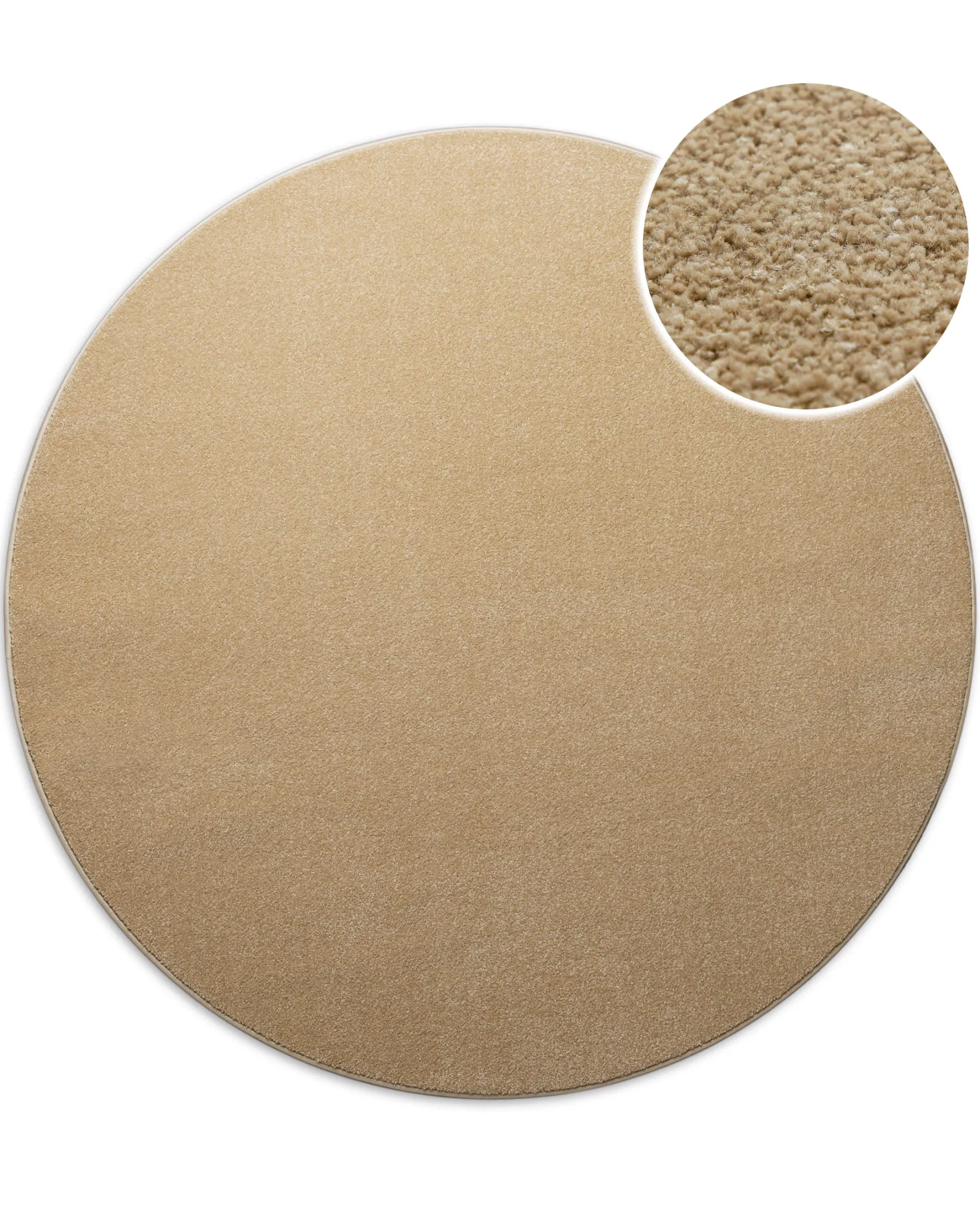 Kurzflorteppich Rund Sand Beige "Montepulciano" Homie Living