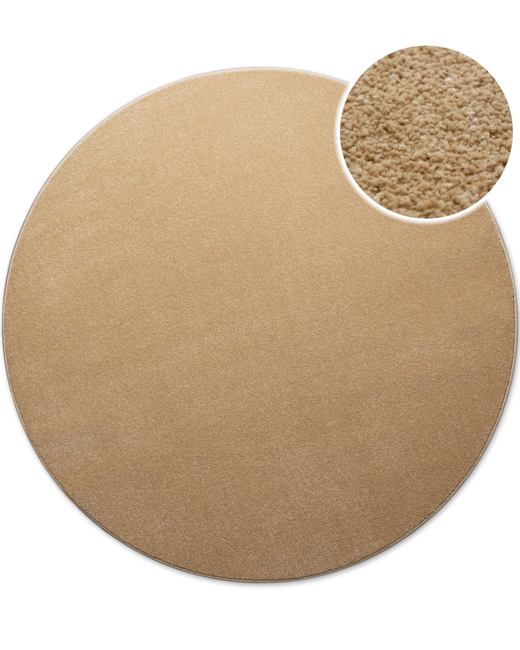 Kurzflorteppich Rund Sand Beige "Freja" WECONhome Basics