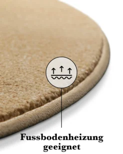 Kurzflorteppich Rund Sand Beige
