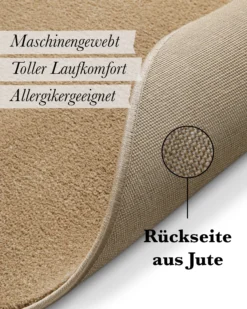Kurzflorteppich Rund Sand Beige