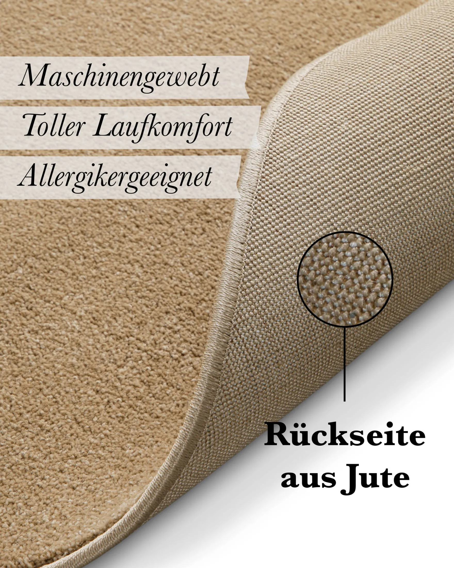 Kurzflorteppich Rund Sand Beige "Freja" WECONhome Basics