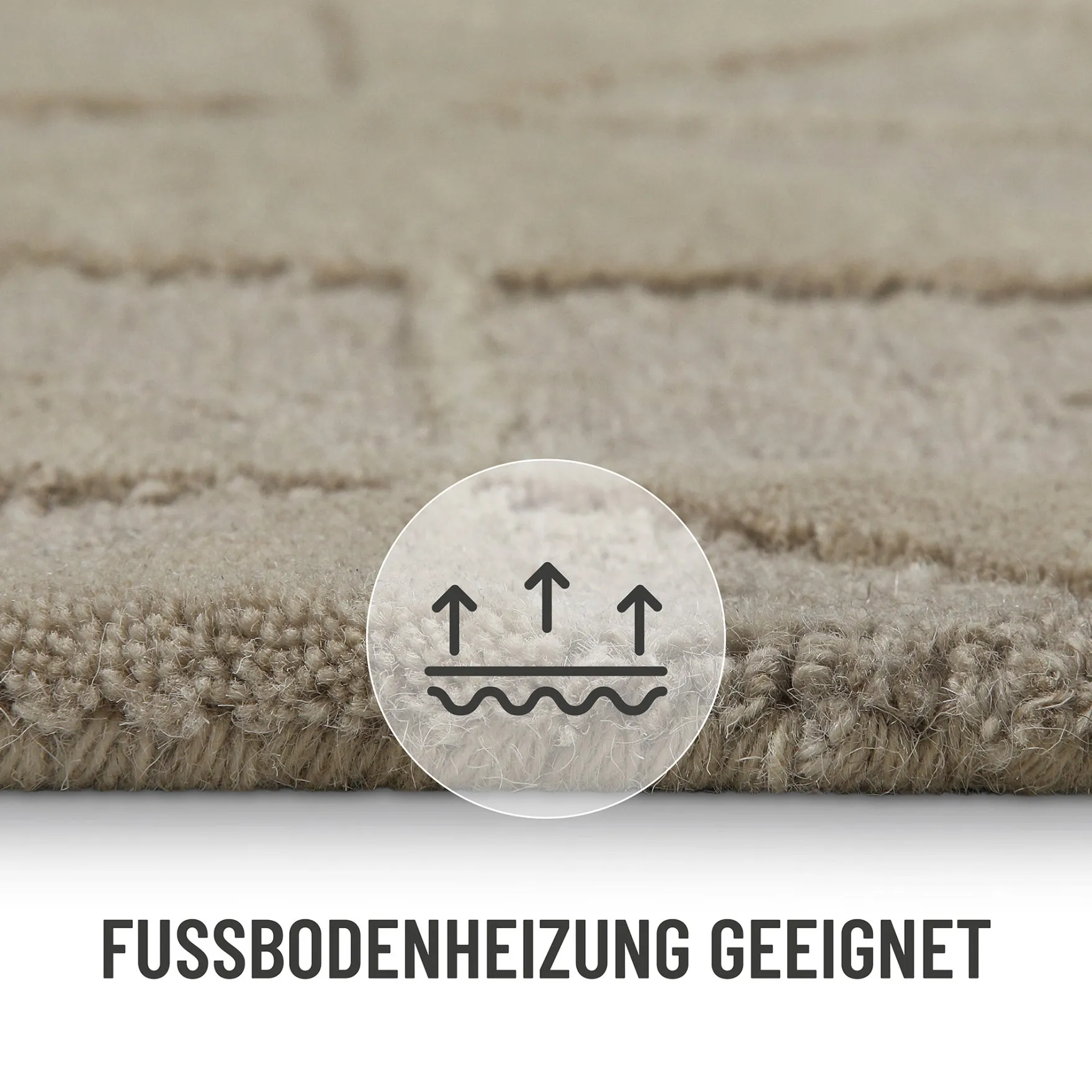 Kurzflor Teppich Rund Sand Beige aus Schurwolle "Hamptons THIRTYSEVEN" WECONhome