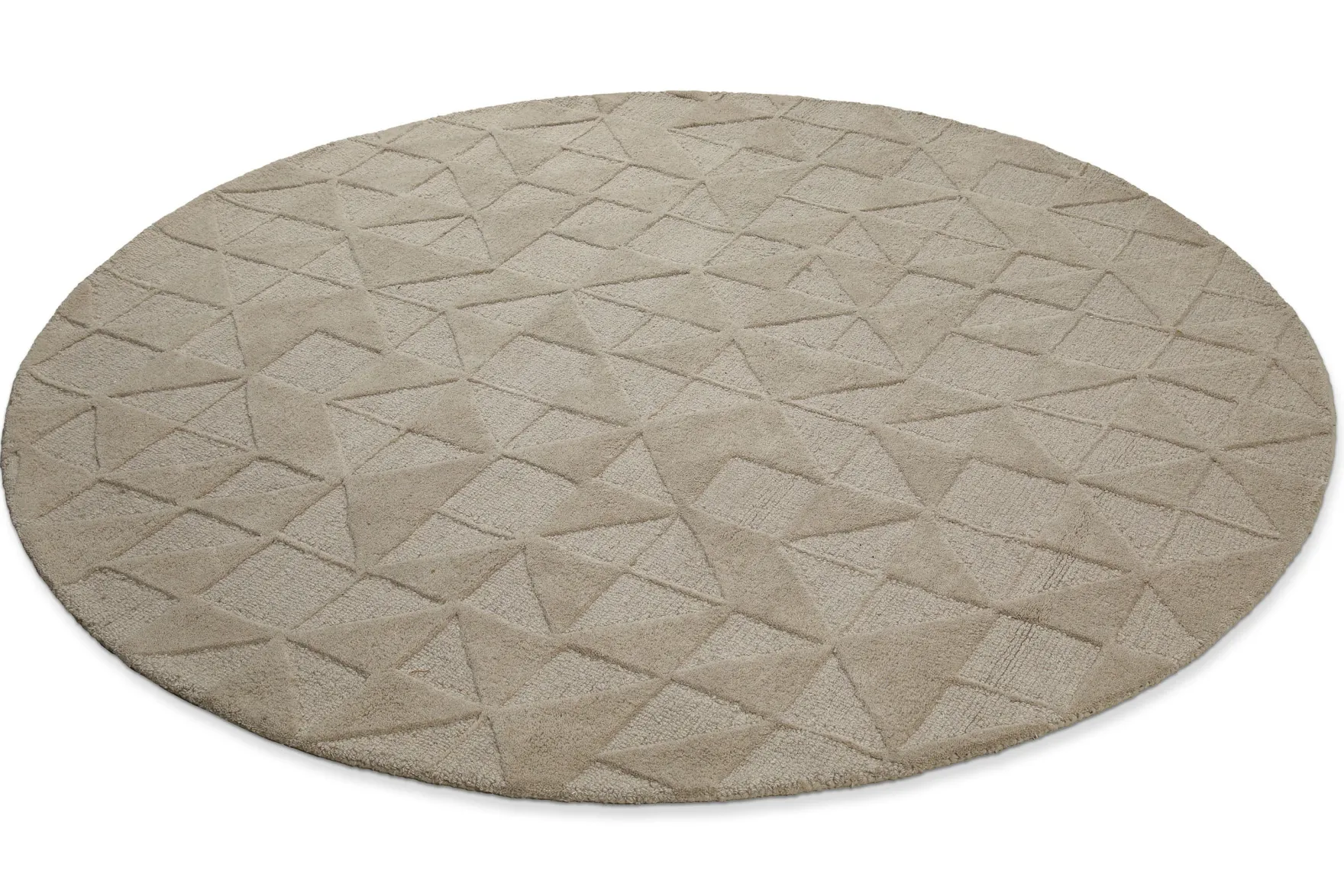 Kurzflor Teppich Rund Sand Beige aus Schurwolle "Hamptons THIRTYSEVEN" WECONhome