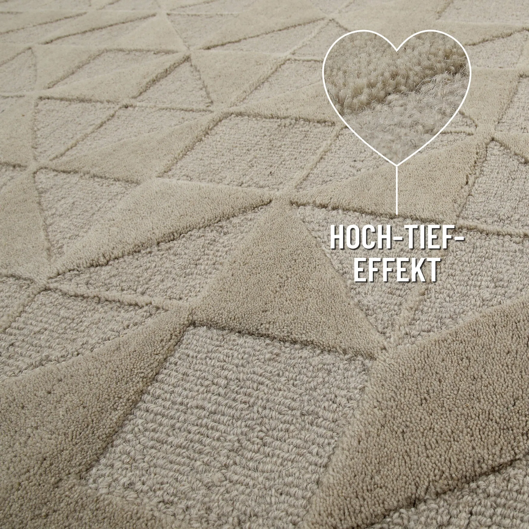 Kurzflor Teppich Rund Sand Beige aus Schurwolle "Hamptons THIRTYSEVEN" WECONhome