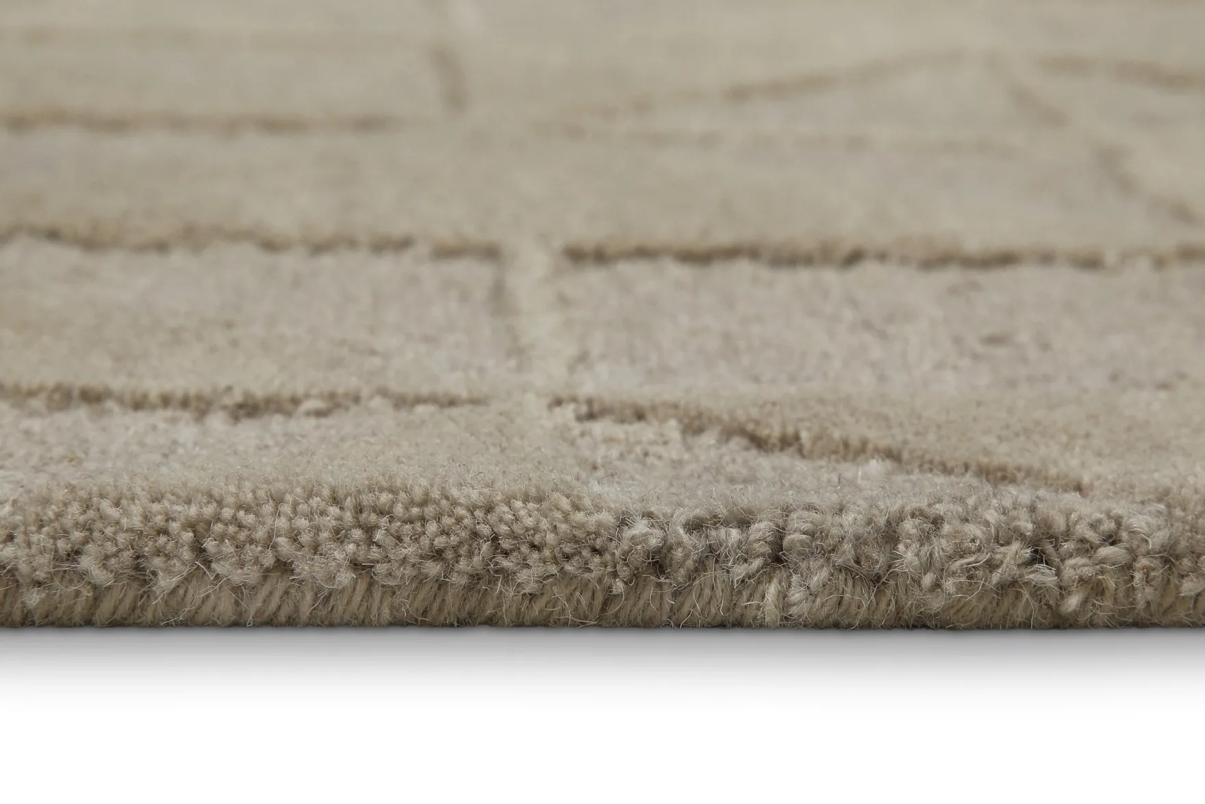 Kurzflor Teppich Rund Sand Beige aus Schurwolle "Hamptons THIRTYSEVEN" WECONhome