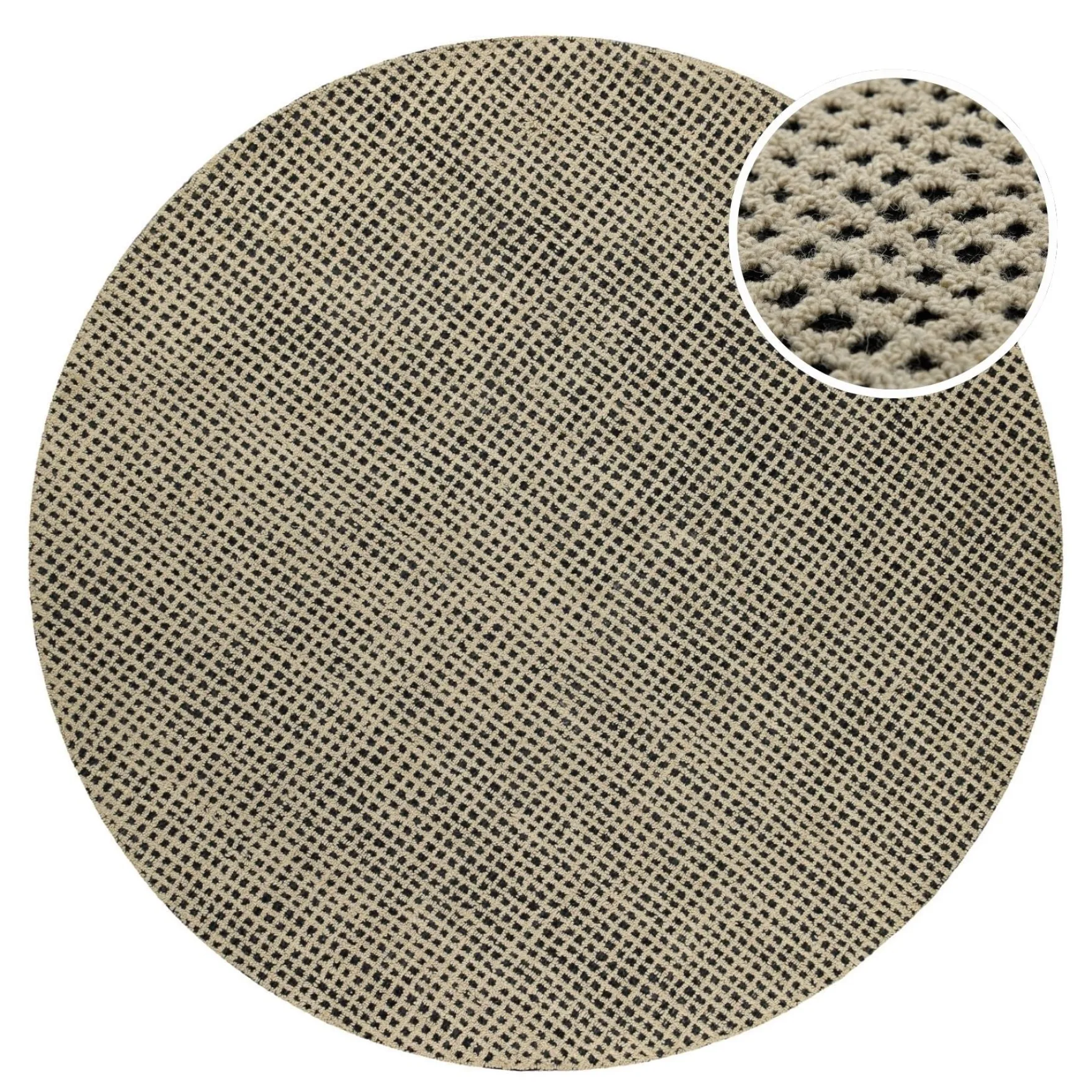 Kurzflor Teppich Rund Sand Beige "Hamptons TWENTYNINE" WECONhome