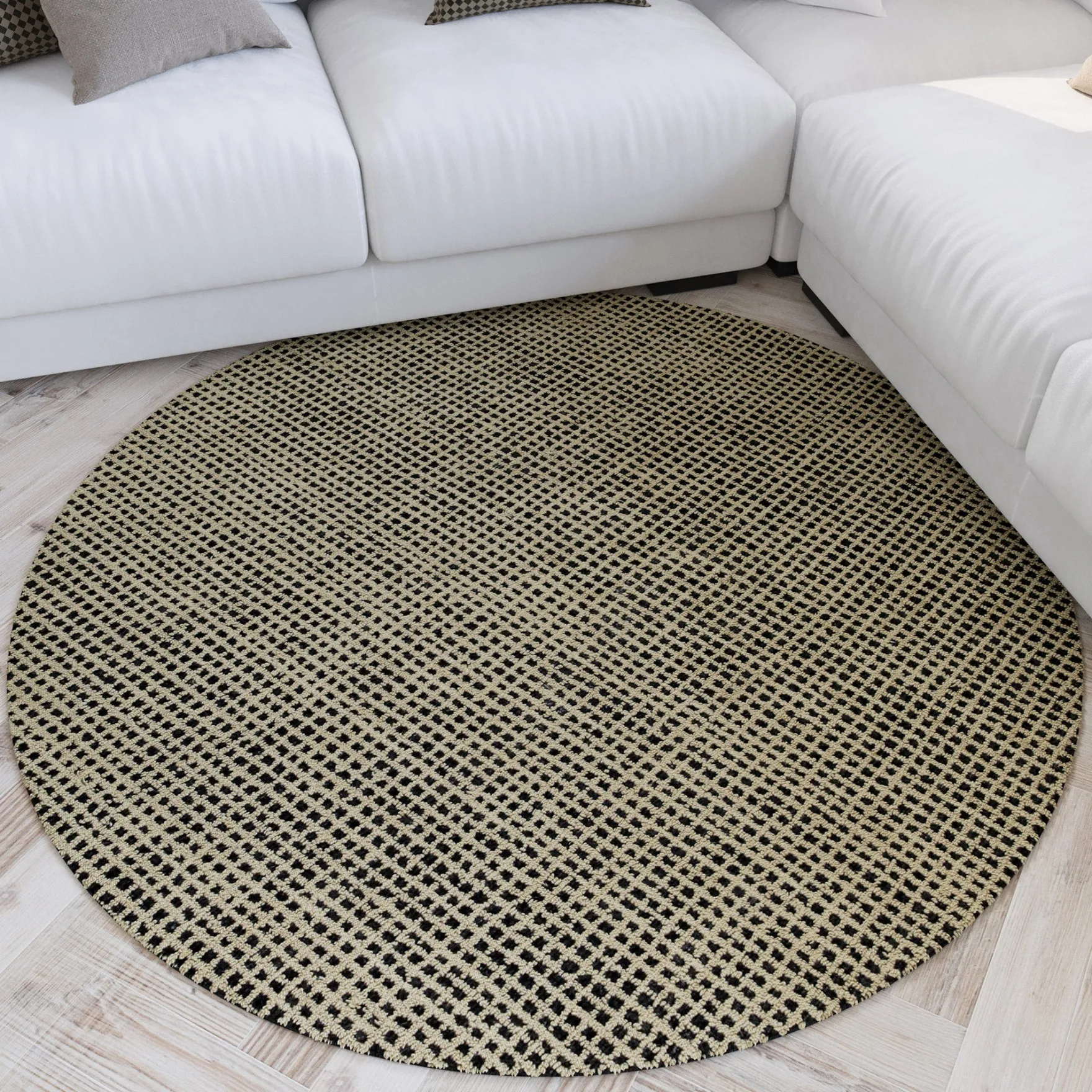 Kurzflor Teppich Rund Sand Beige "Hamptons TWENTYNINE" WECONhome