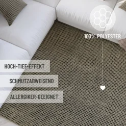 Kurzflor Teppich Rund Sand Beige
