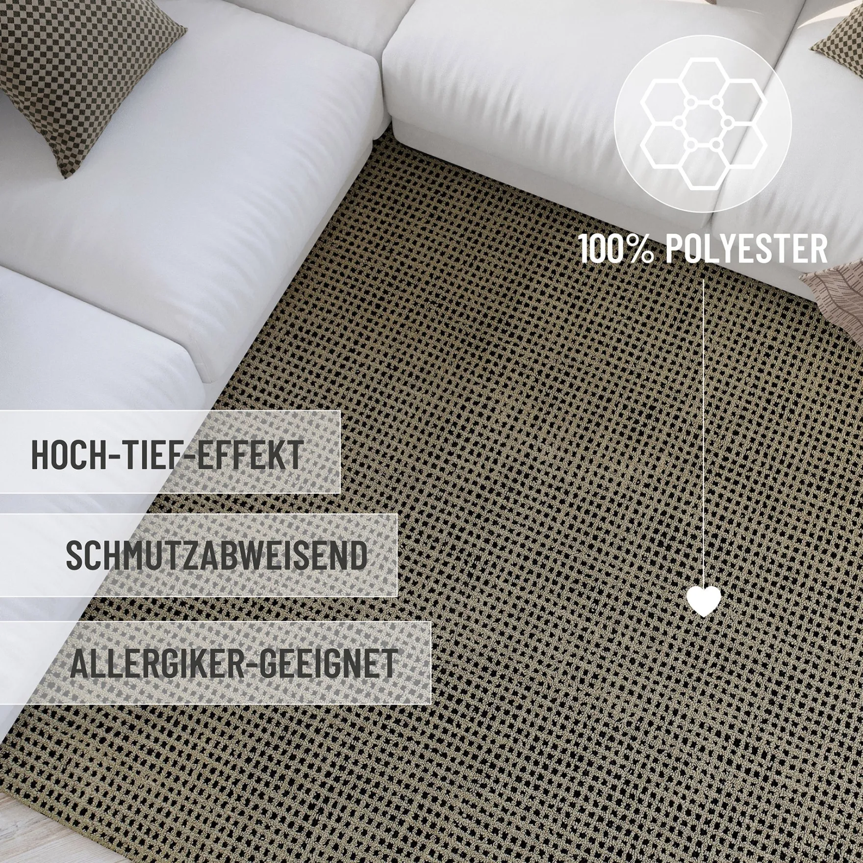Kurzflor Teppich Rund Sand Beige "Hamptons TWENTYNINE" WECONhome