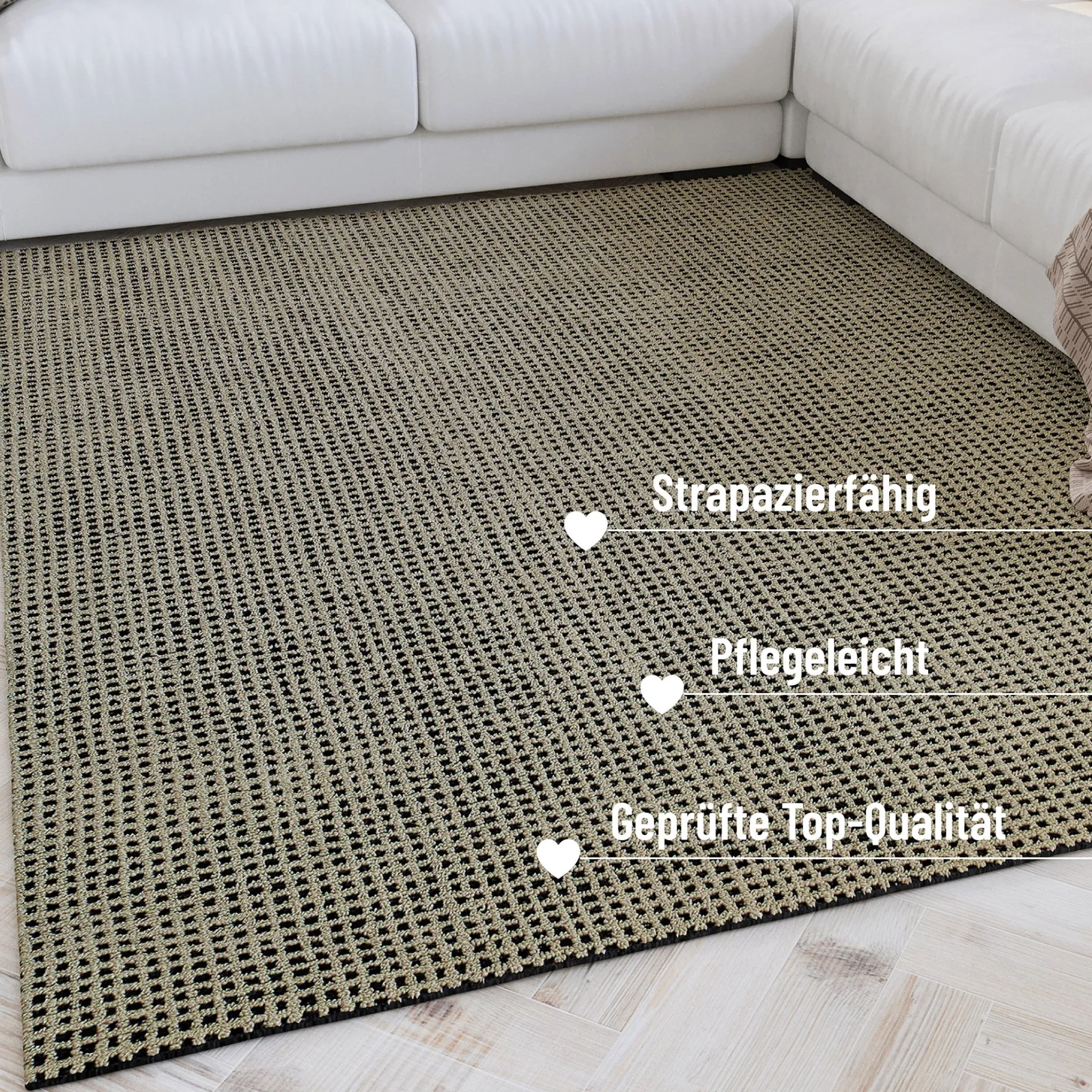 Kurzflor Teppich Rund Sand Beige "Hamptons TWENTYNINE" WECONhome