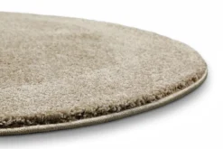 Kurzflorteppich Rund Sand Beige 