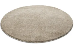 Kurzflorteppich Rund Sand Beige 