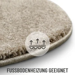 Kurzflorteppich Rund Sand Beige 