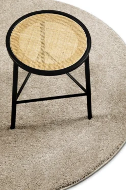 Kurzflorteppich Rund Sand Beige 