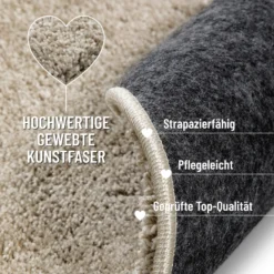 Kurzflorteppich Rund Sand Beige 