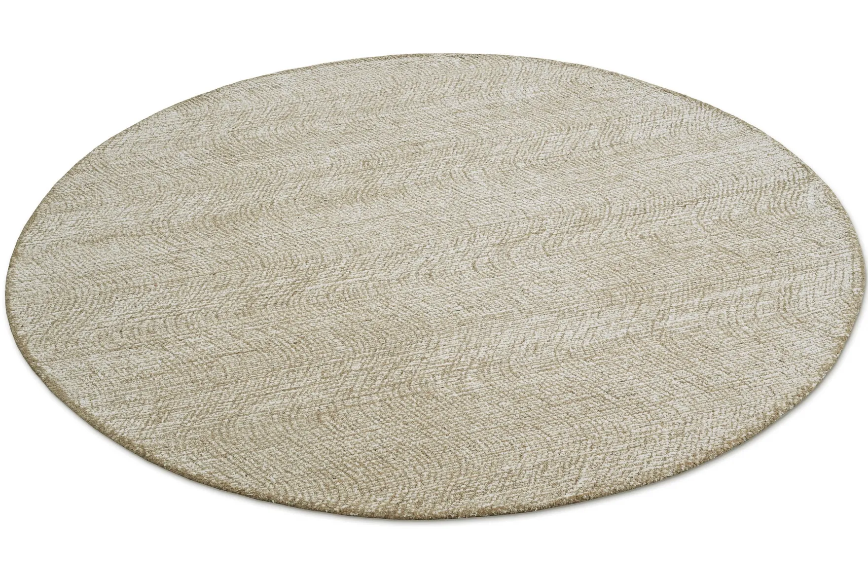 Kurzflor Teppich Rund Sand Beige aus Schurwolle "Hamptons THIRTEEN" WECONhome