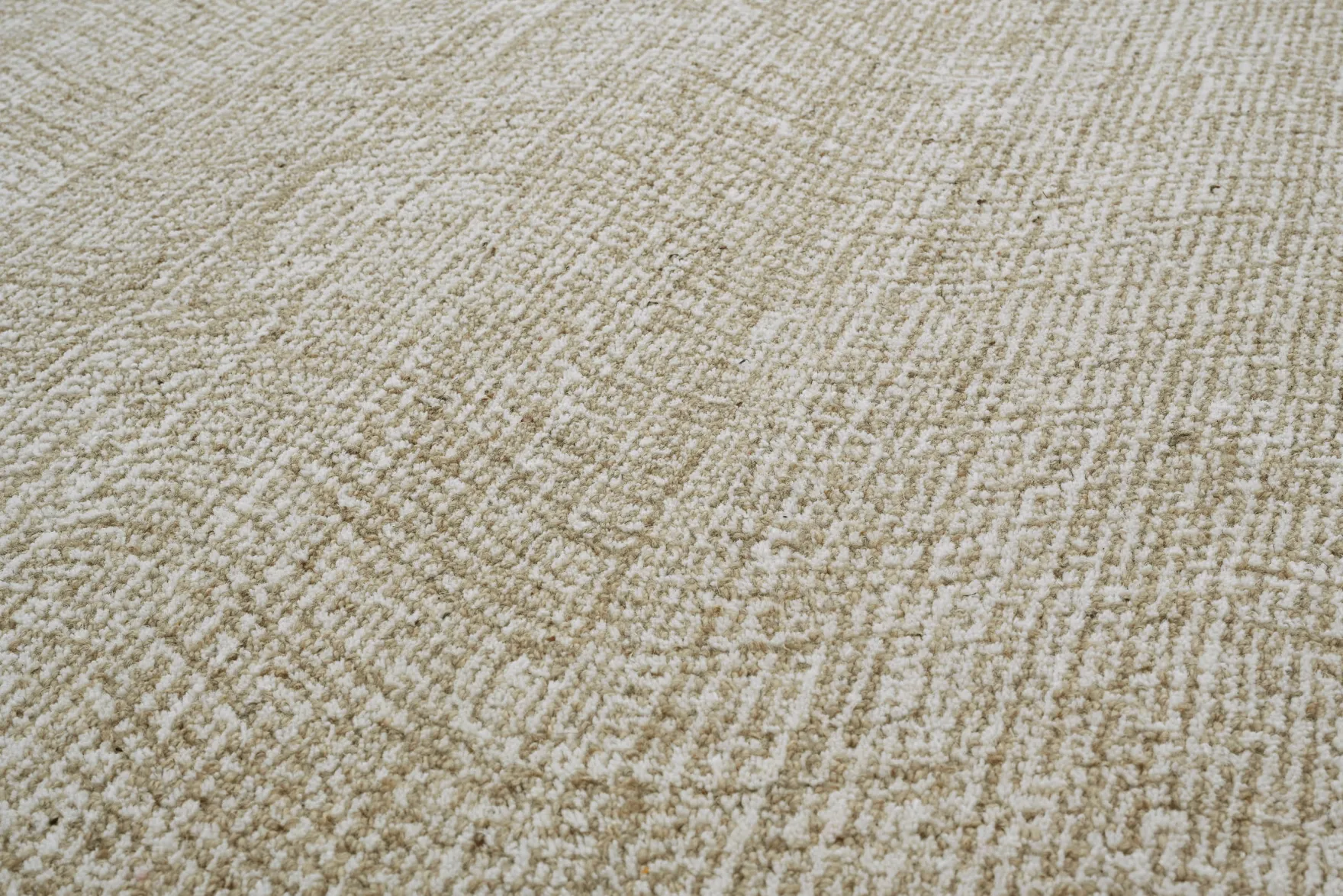 Kurzflor Teppich Rund Sand Beige aus Schurwolle "Hamptons THIRTEEN" WECONhome