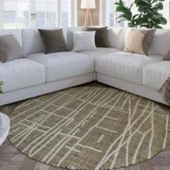 Kurzflor Teppich Rund Taupe meliert "Hamptons TWENTYFIVE" WECONhome
