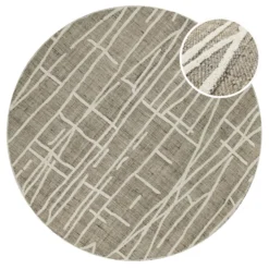 Kurzflor Teppich Rund Taupe meliert 