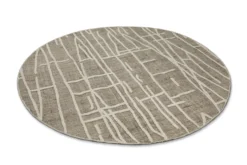 Kurzflor Teppich Rund Taupe meliert 
