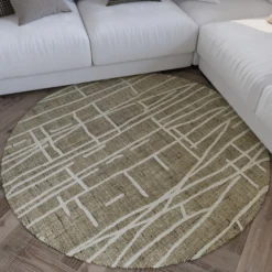 Kurzflor Teppich Rund Taupe meliert 