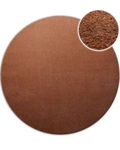 Kurzflorteppich Rund Ziegel Rot
