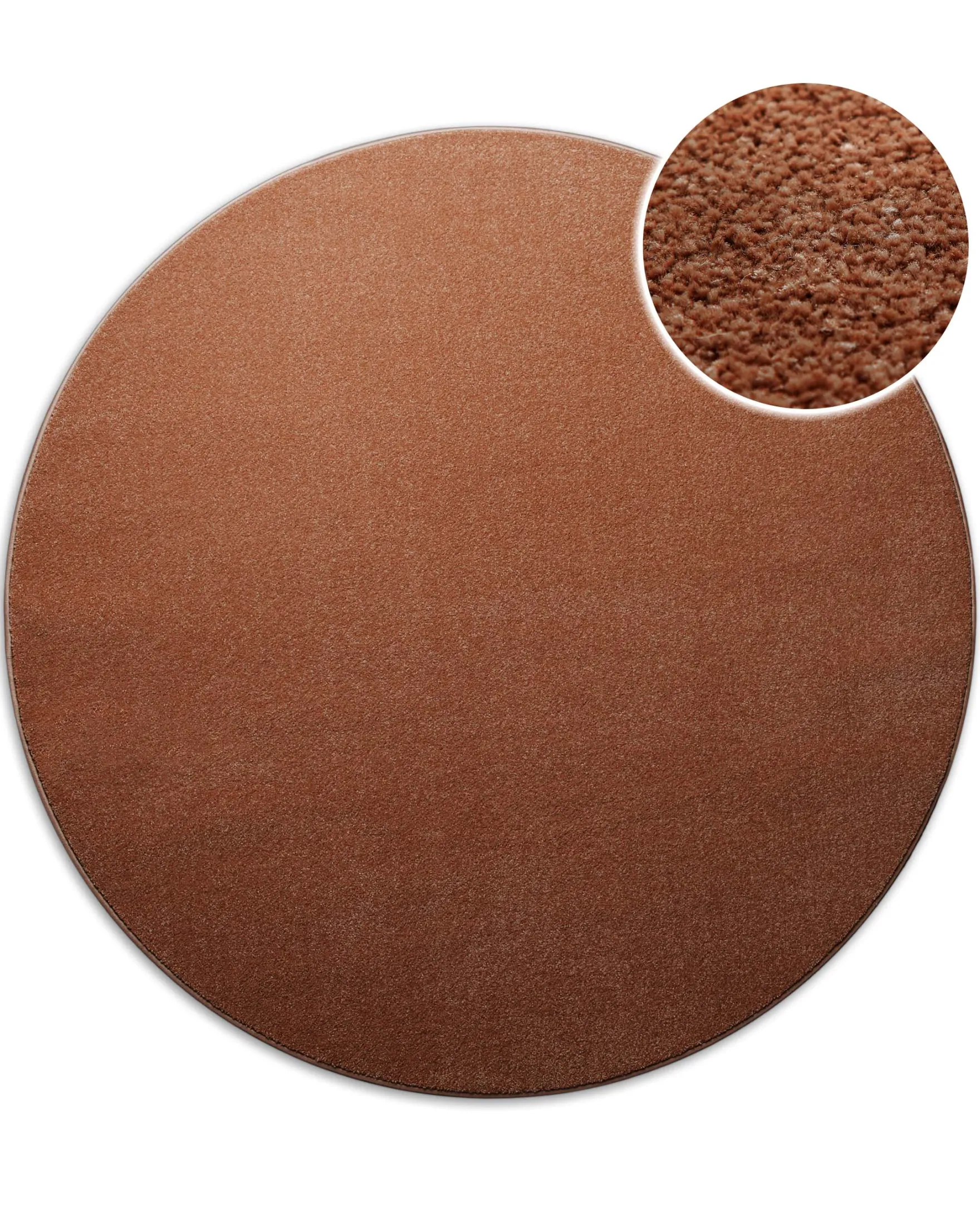 Kurzflorteppich Rund Ziegel Rot "Montepulciano" Homie Living
