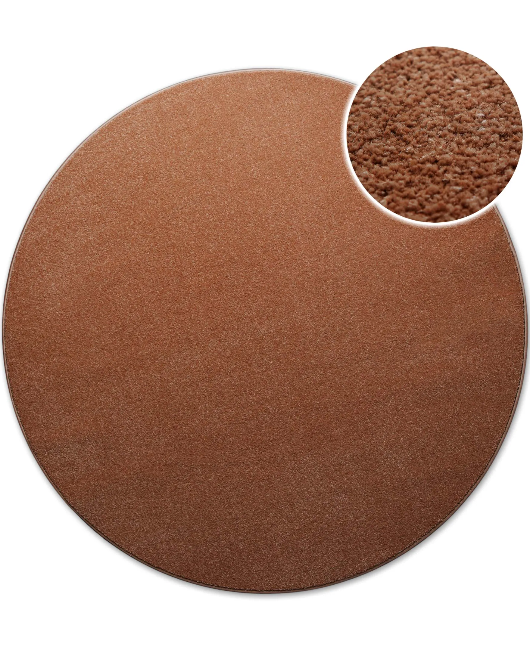 Kurzflorteppich Rund Ziegel Rot "Freja" WECONhome Basics