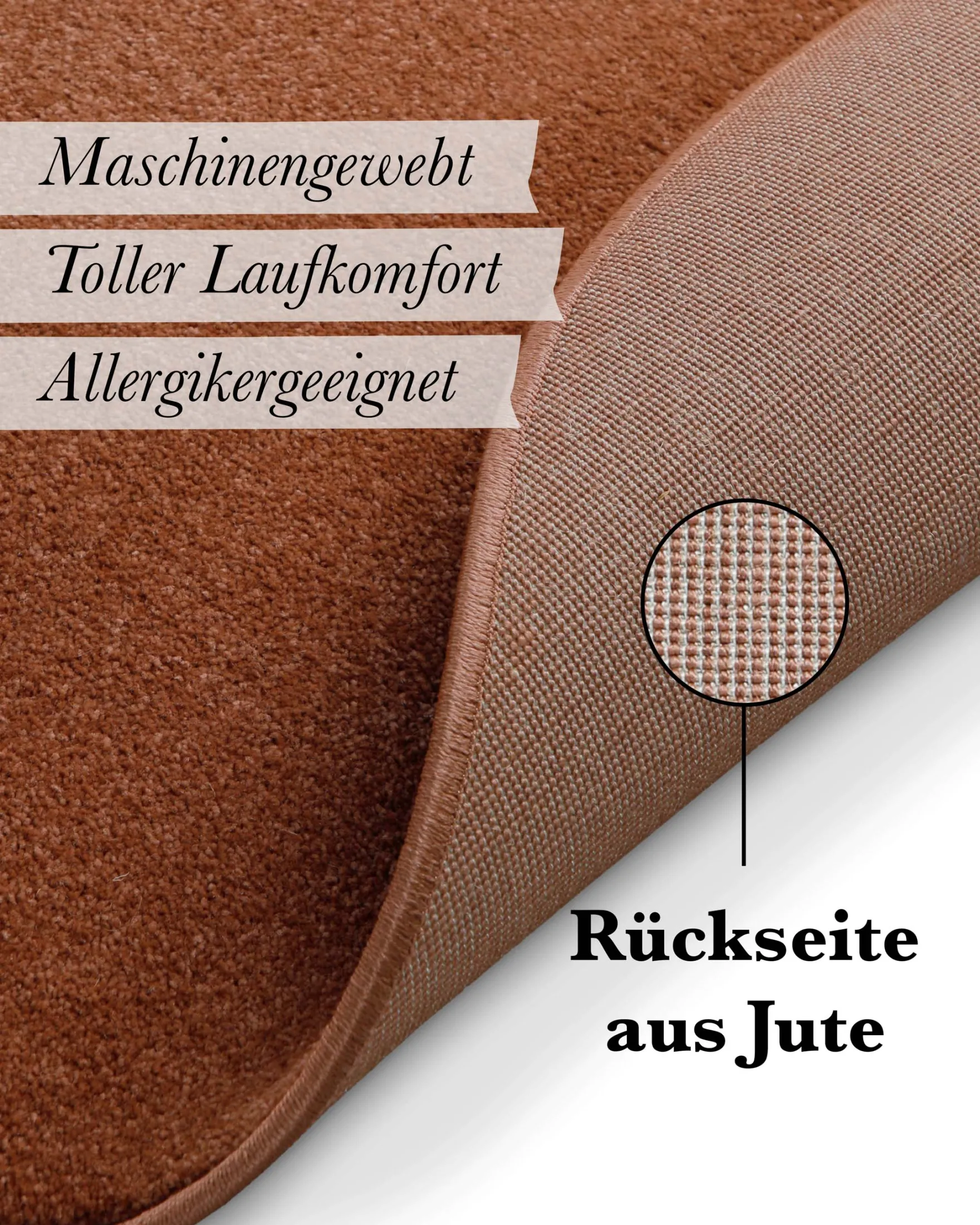 Kurzflorteppich Rund Ziegel Rot "Freja" WECONhome Basics