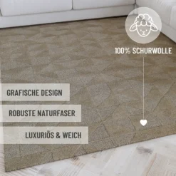 Kurzflor Teppich Sand Beige aus Schurwolle 