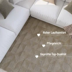 Kurzflor Teppich Sand Beige aus Schurwolle 