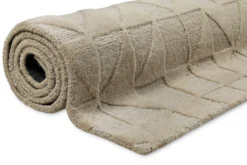 Kurzflor Teppich Sand Beige aus Schurwolle 