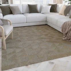 Kurzflor Teppich Sand Beige aus Schurwolle 