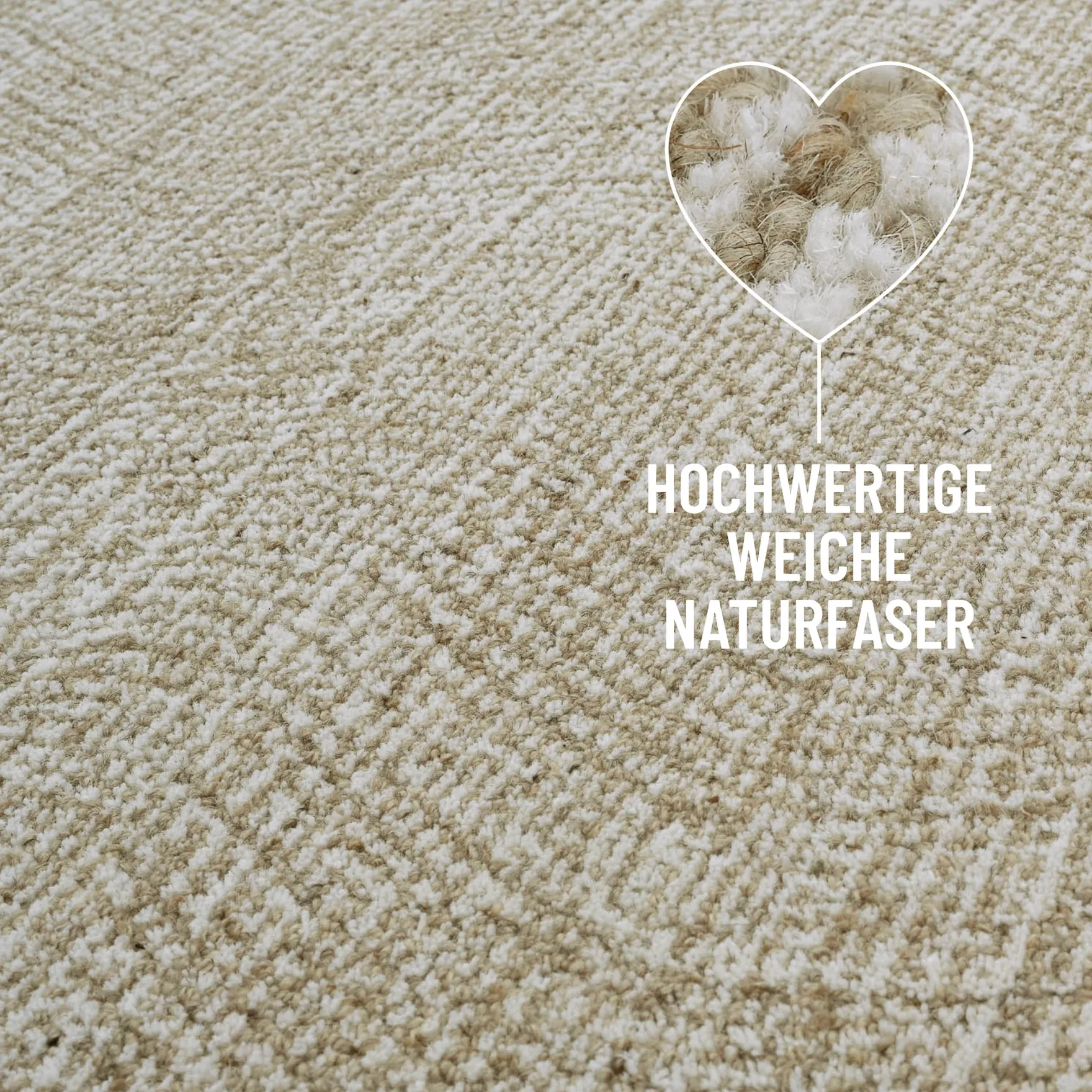 Kurzflor Teppich Sand Beige aus Schurwolle "Hamptons THIRTEEN" WECONhome