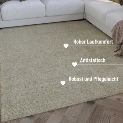 Kurzflor Teppich Sand Beige aus Schurwolle