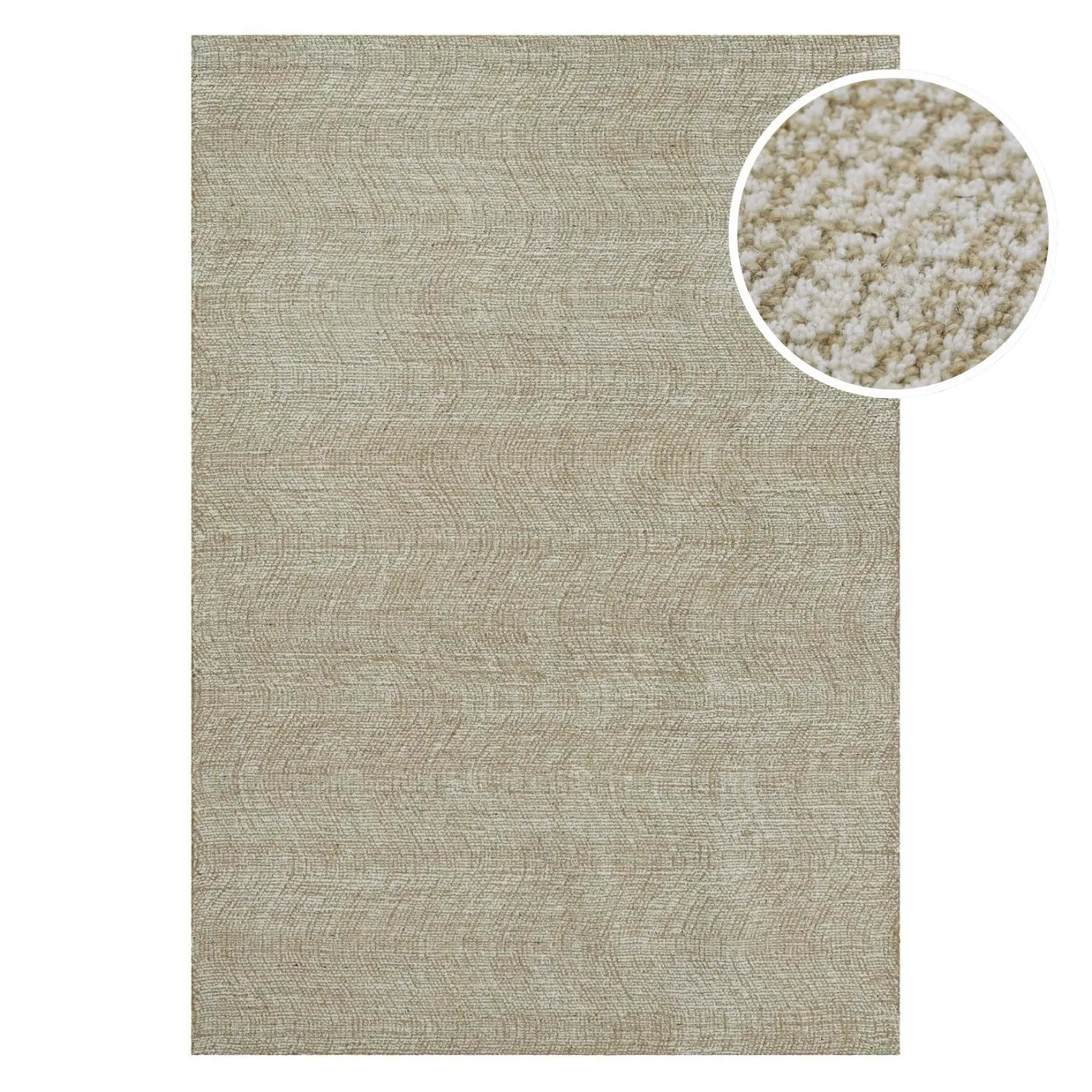 Kurzflor Teppich Sand Beige aus Schurwolle "Hamptons THIRTEEN" WECONhome