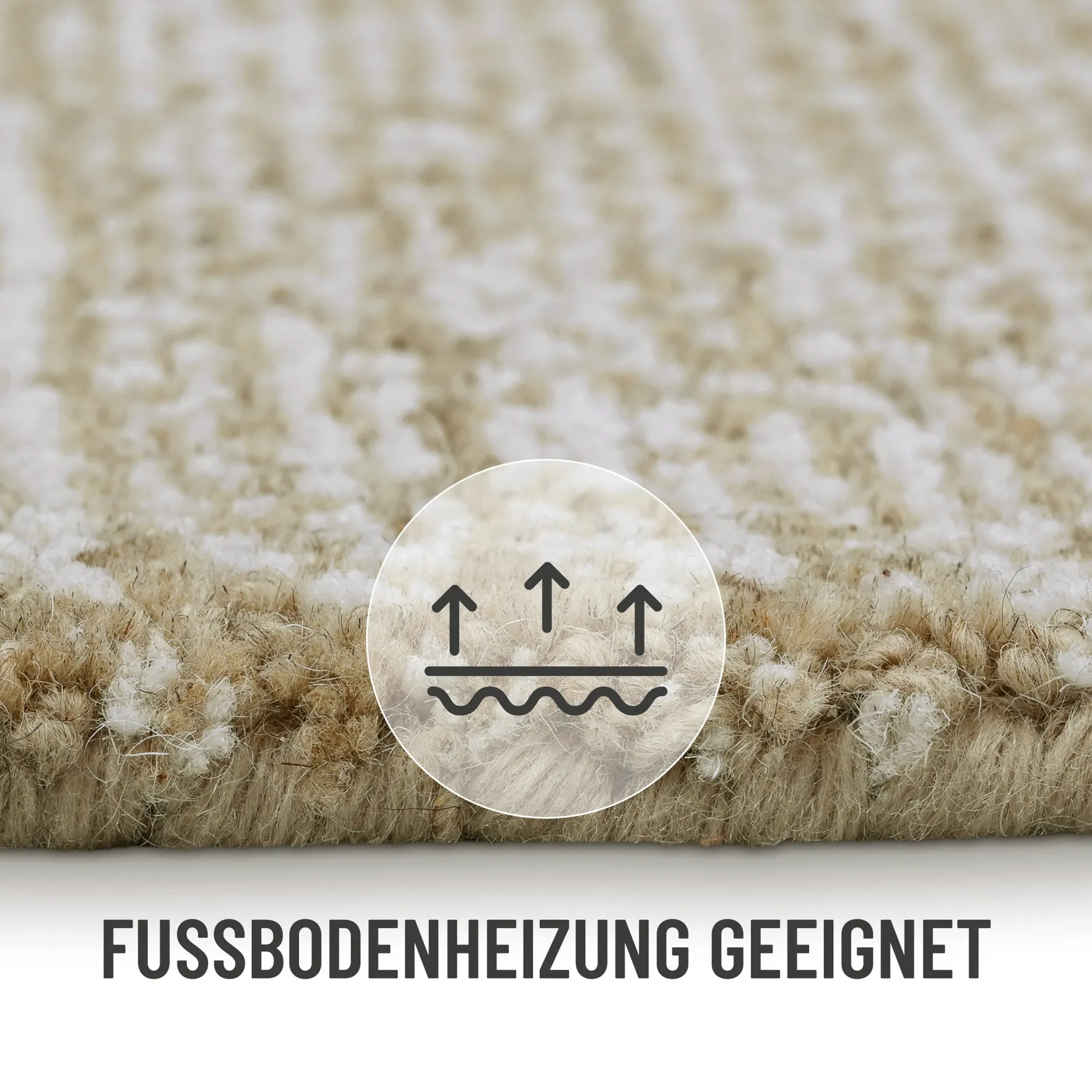 Kurzflor Teppich Sand Beige aus Schurwolle "Hamptons THIRTEEN" WECONhome