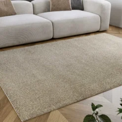 Kurzflorteppich Sand Beige 