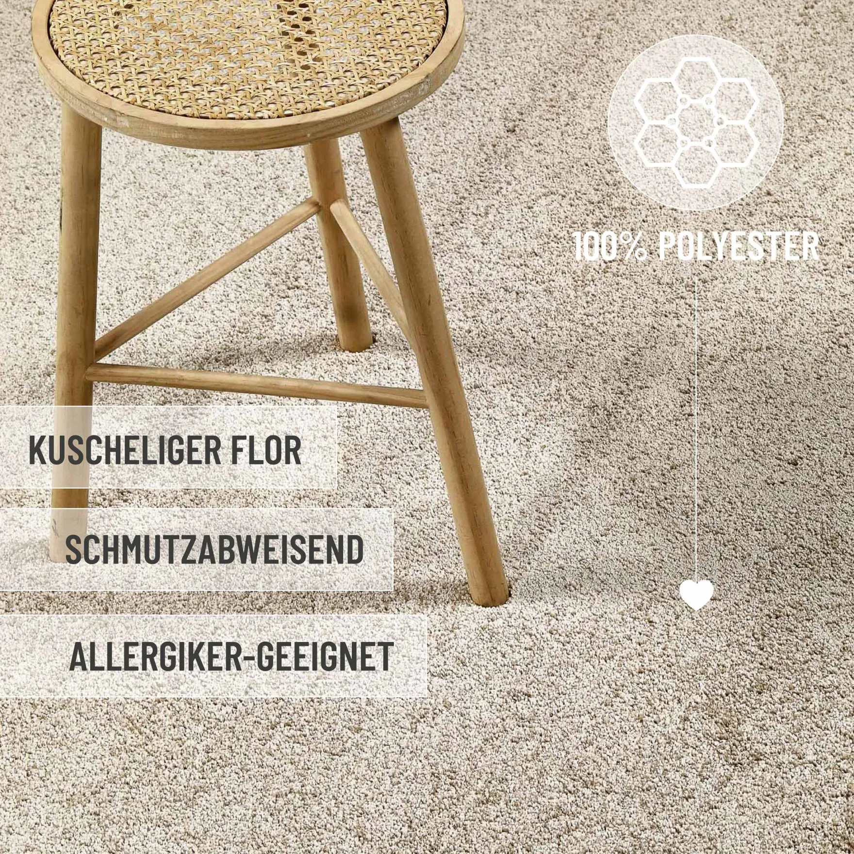 Kurzflorteppich Sand Beige "Nova" WECONhome Basics