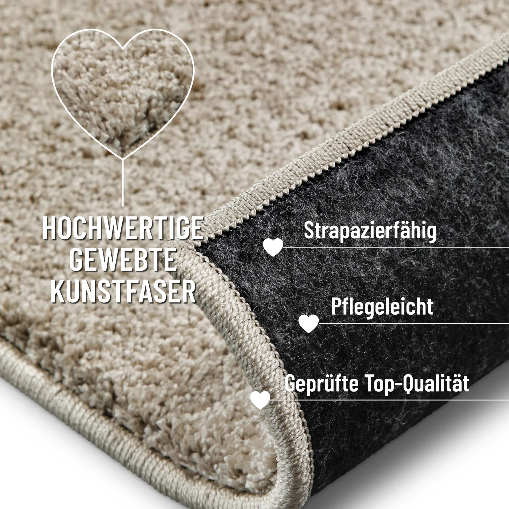 Kurzflorteppich Sand Beige "Nova" WECONhome Basics