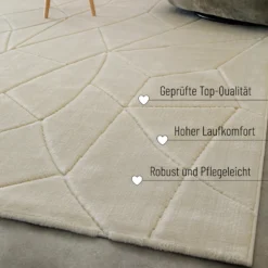 Kurzflorteppich Sand Beige 